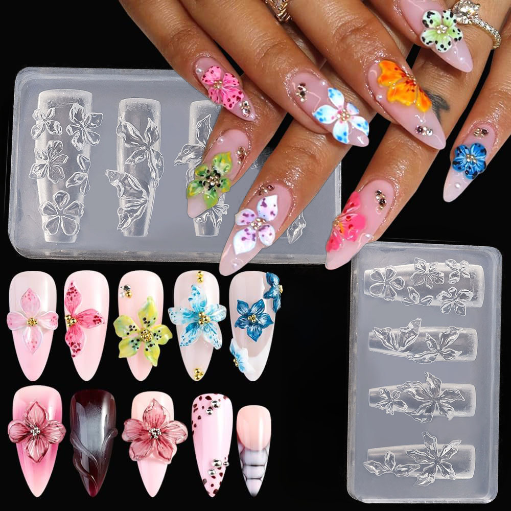 Resin Art Template - 3D Çiçekler Tırnak Kalıp DIY Silikon