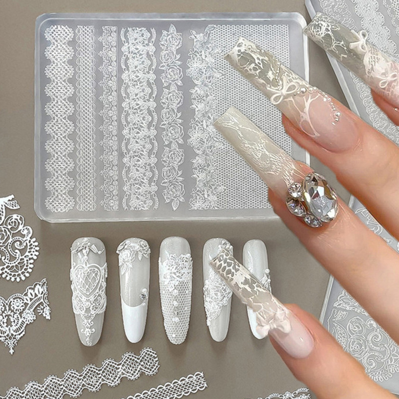 Resin Art Template - 1 adet Dantel 3D Silikon Tırnak