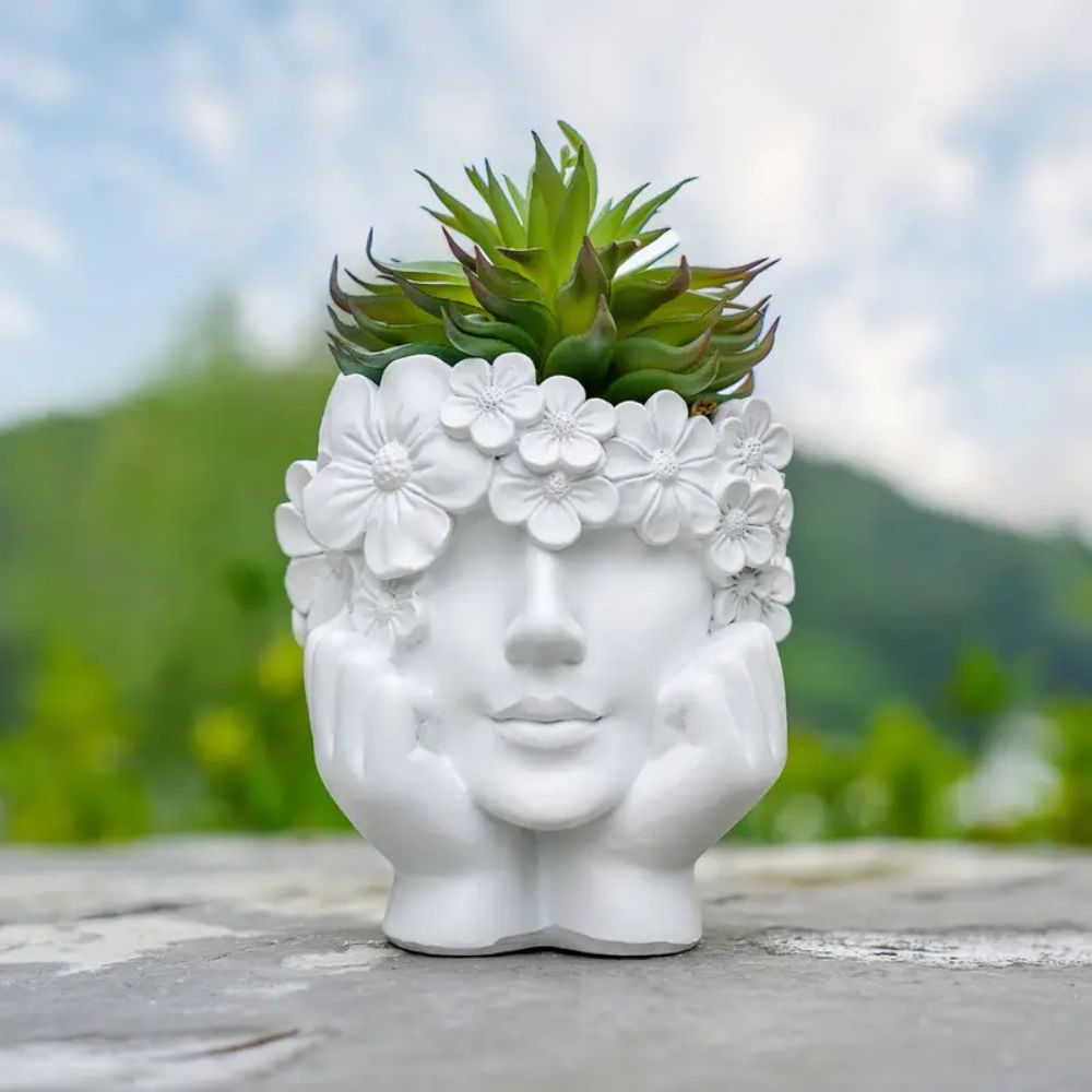 Resin Art Using Flowers - 1 Parça Yaratıcı Kadın Yüz Saksılar,
