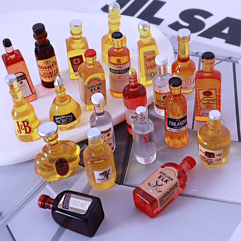 Resin Art Bottle - 10 adet minyatür Dollhouse şişe su