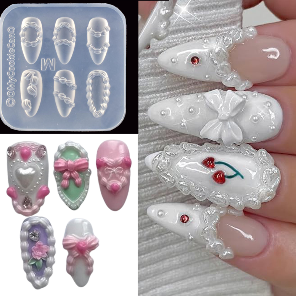 Resin Art Template - 1 adet 3D Fransız Kreması Tırnak