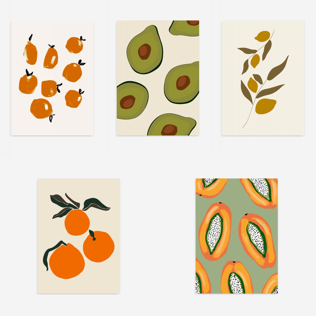 Resin Art Kitchen - Çerçevesiz Elmas Boyama Modern Soyut Meyve