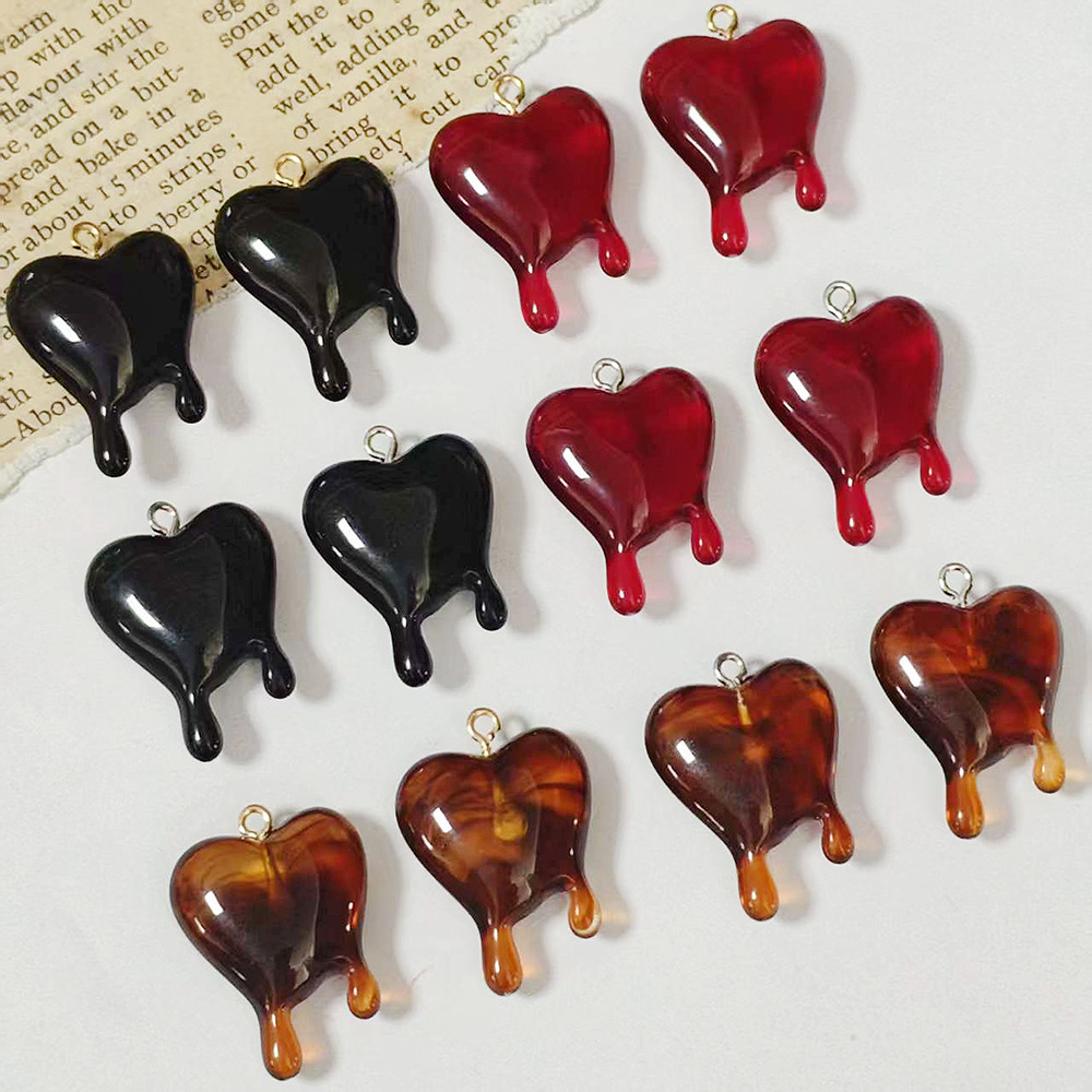 Resin Art Jewelry Kit - 10 adet Kan Damlası Kalp Şeklinde