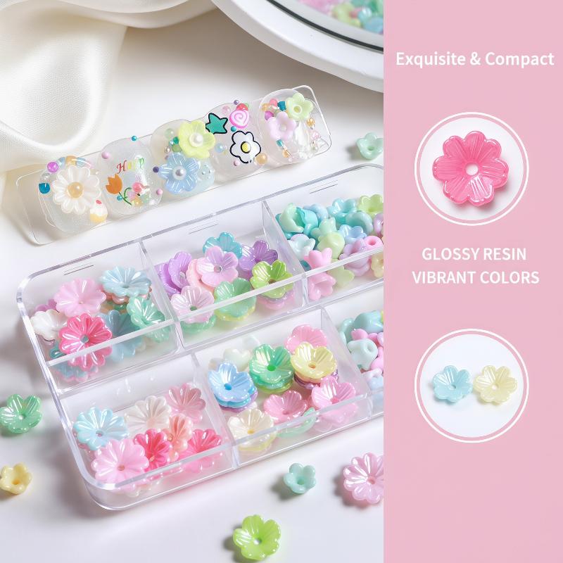 Resin Art Using Flowers - 6 Bölmeli Mini Reçine Çiçek Tırnak