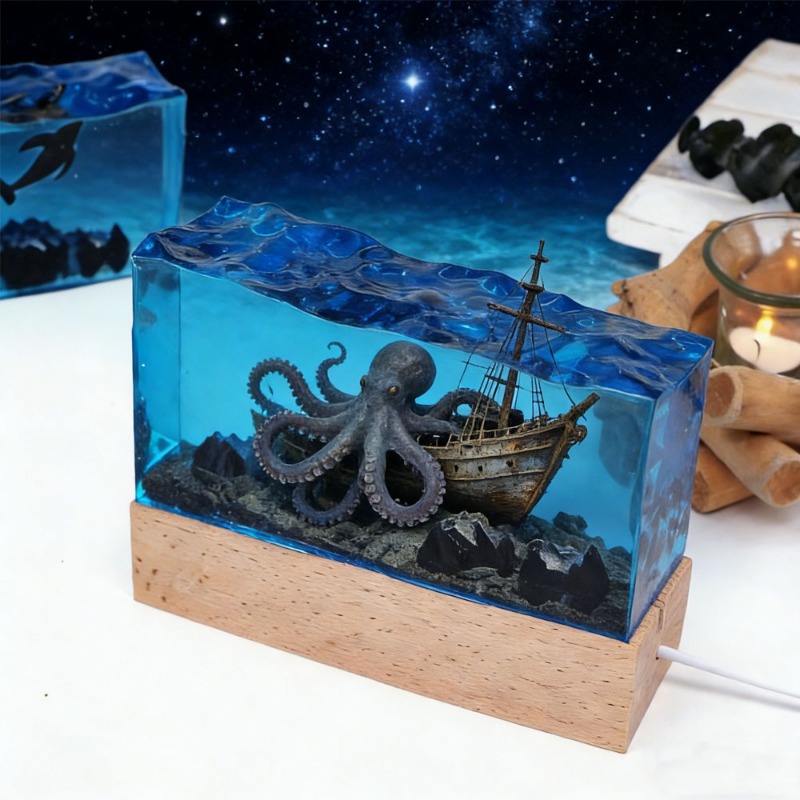 Resin Art Light - DIY Reçine El Sanatları Işıklandırılmış Sualtı