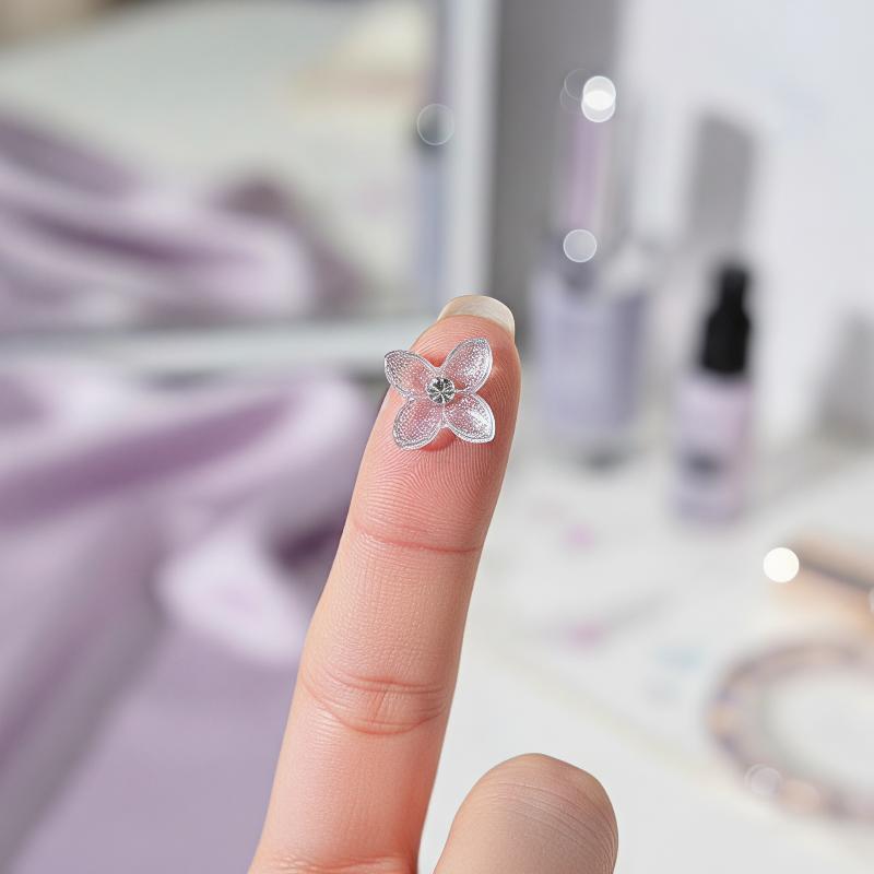 Resin Art Using Flowers - 3D Rhinestone Kelebek Çiçek Tırnak Sanatı
