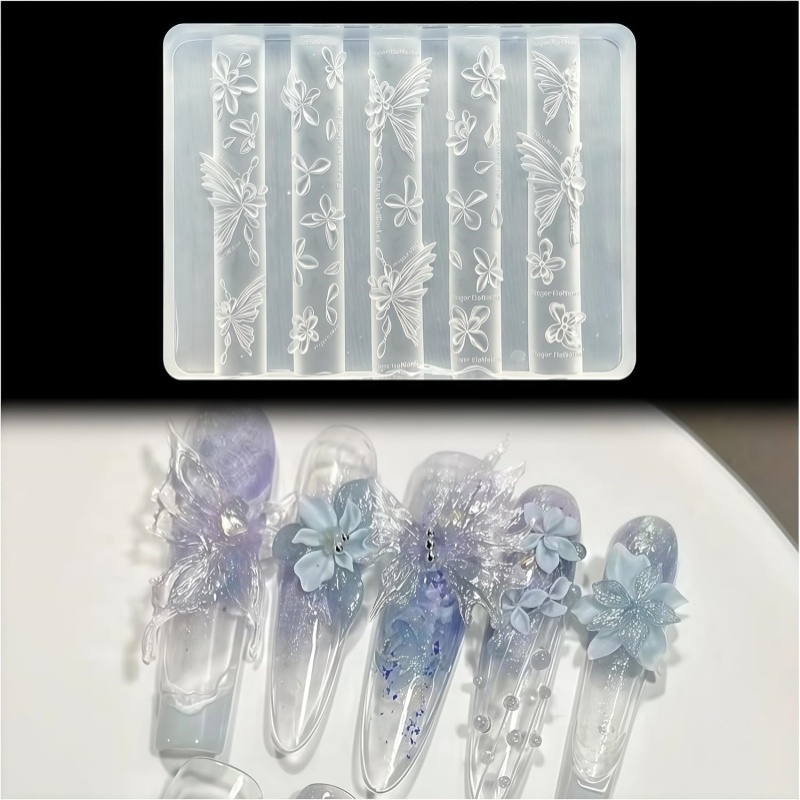 Resin Art Template - 3D Kelebek Çiçek Jel Tırnak Sanatı