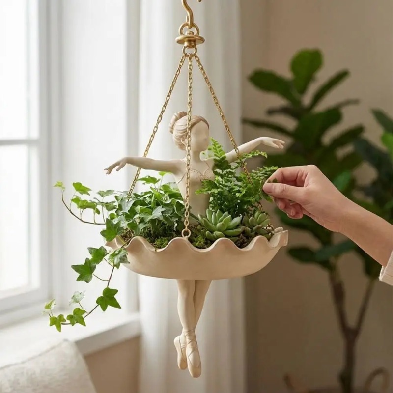 Dekoratif Balerin Asılı Saksı  - Resin Art Using Flowers incelemesi ve fiyatı